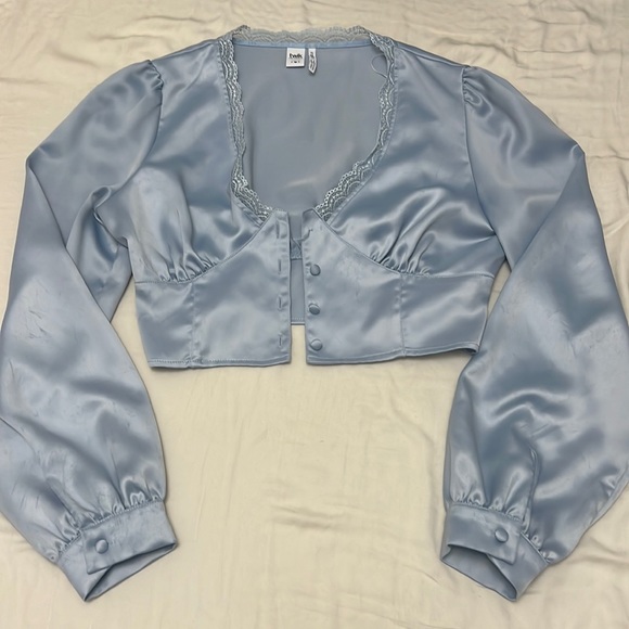 Simons Twik Baby Blue Silk Blouse - Picture 2 of 9